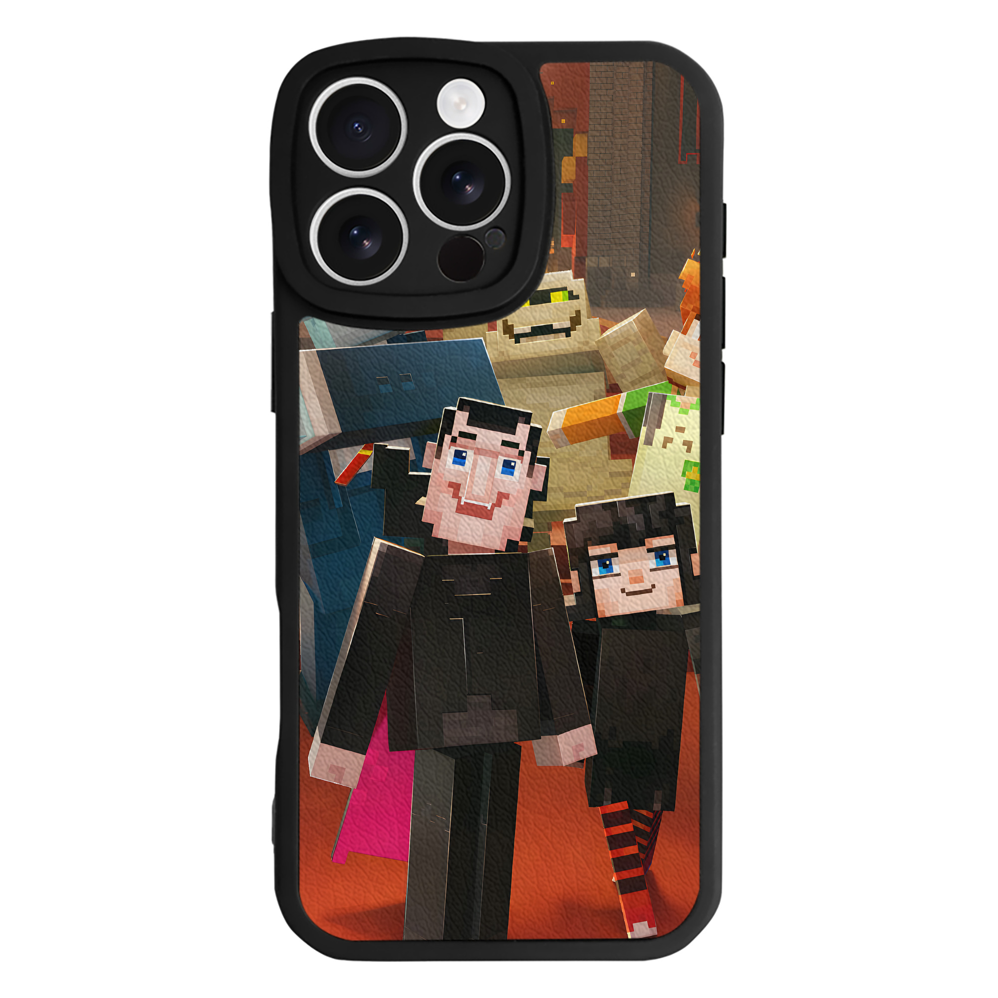 （画像用） マインクラフト ブロックの世界 Minecraft MC Block world 【iPhone 16シリーズ対応】シリコンスマホケース（レザー調） 材質：シリコン